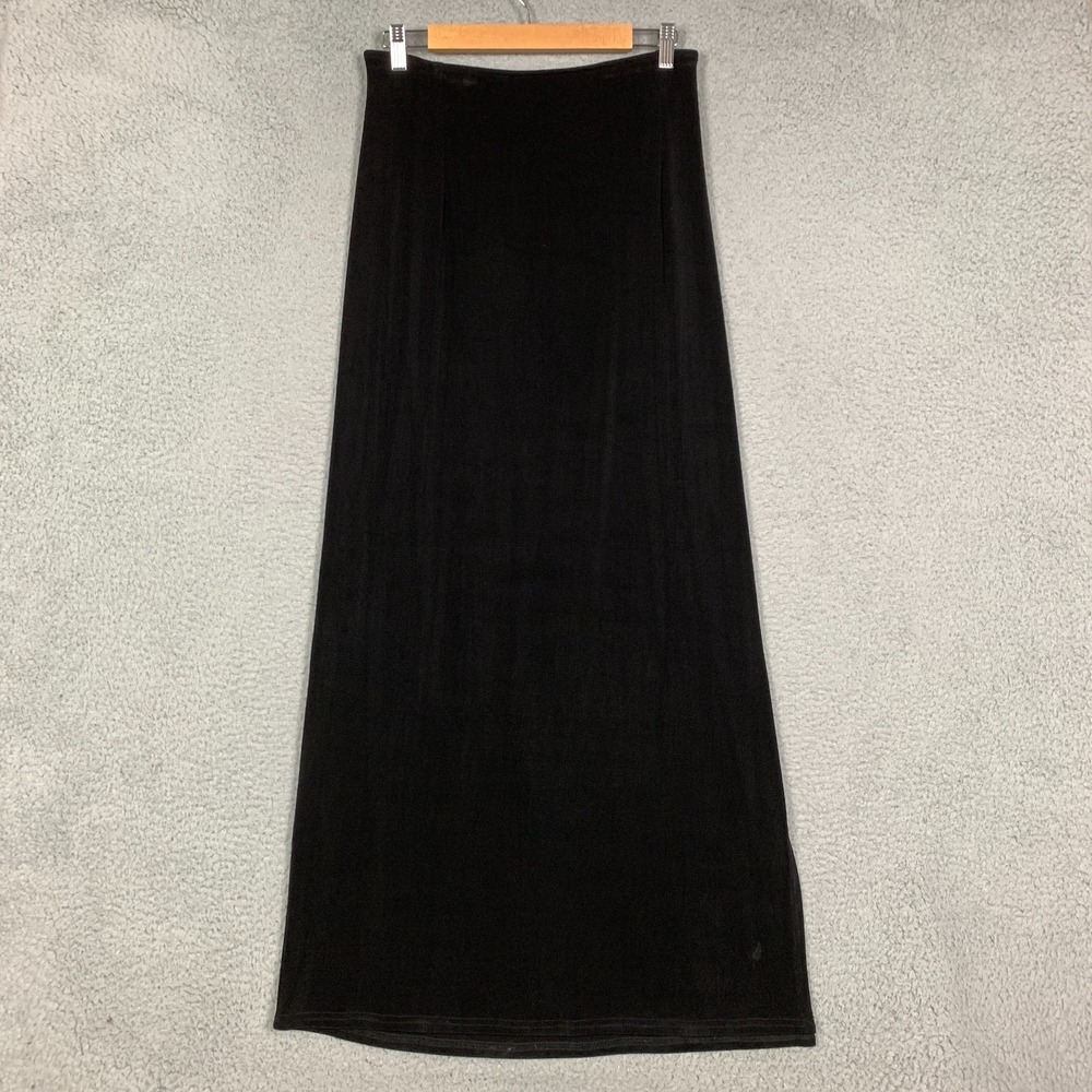 Double D Ranch Maxi Skirt Size Large L Black Slinky Knit Stretch Pull On Vintage